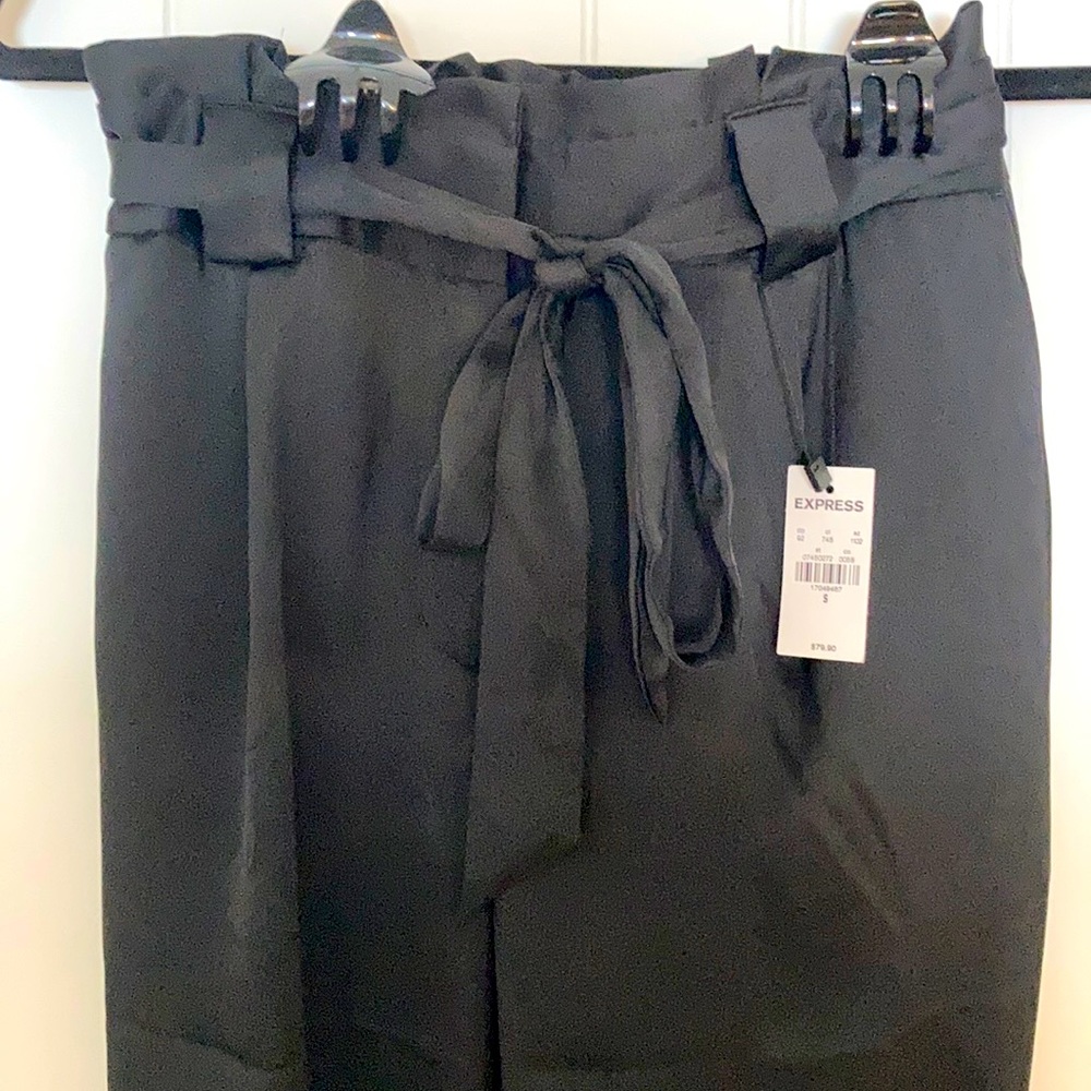 Express Black Silk Tie Dress Pants